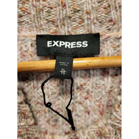NWOT Express Heathered Pink Tan Boxy Oversized Cableknit Sweater Sz XL - Picture 5 of 7